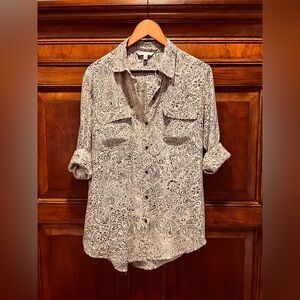 CAbi Women's Silk Paisley Blouse - Size Medium